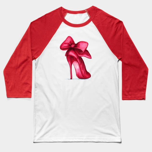Ladies Red High Heels Shoes Baseball T-Shirt by Svetlana Pelin